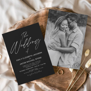Budget Hochzeit Schwarz Weiß Foto Elegant Flyer