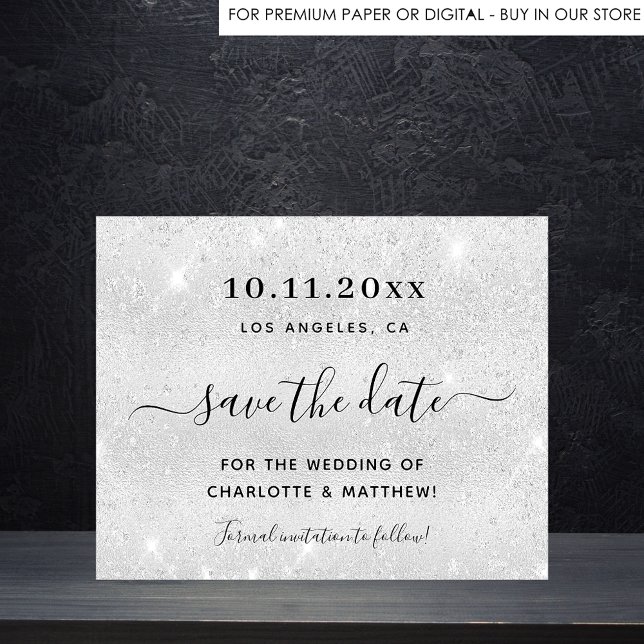 Budget Hochzeit Silber Glitzer Save the Date (Von Creator hochgeladen)
