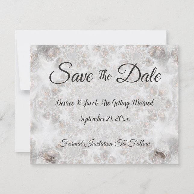 Budget Hochzeit Silberes Weiß Save the Date (Vorderseite)