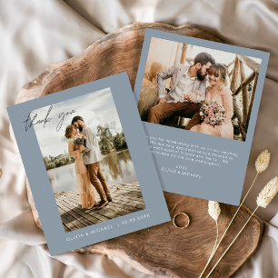 Budget Hochzeit Vielen Dank Dusty Blue Foto Cards Flyer