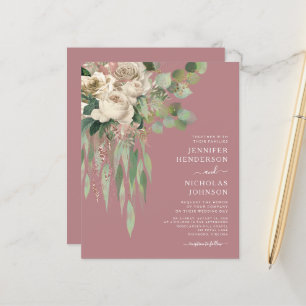 Budget-Hochzeits-Einladung mit modernen rosa flora