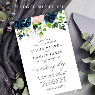 Budget-Hochzeits-Einladungskarte im eleganten Blum Flyer