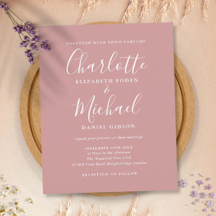 Budget-Hochzeitseinladung im Dusty Rose Chic-Schri