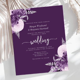 Budget Hochzeitseinladung Lila Flieder Silber Blum