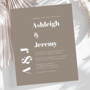 Budget Hochzeitseinladung mit fetter Typografie in