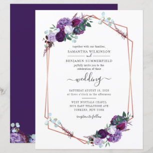 Budget Hochzeitseinladung mit lila Blumenmuster un