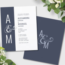 Budget-Hochzeitseinladung mit Monogramm-Typografie