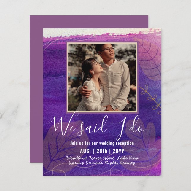 BUDGET Hochzeitsempfang Einladung mit FOTO (Vorne/Hinten)