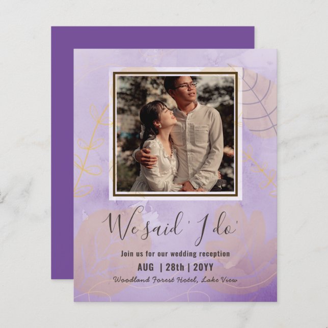 BUDGET Hochzeitsempfang Einladung mit FOTO (Vorne/Hinten)