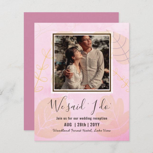 BUDGET Hochzeitsempfang Einladung mit FOTO (Vorne/Hinten)