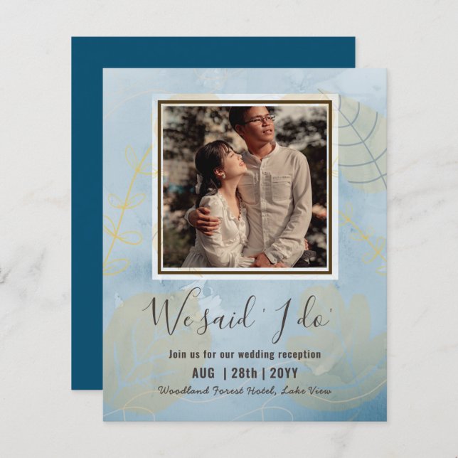 BUDGET Hochzeitsempfang Einladung mit FOTO (Vorne/Hinten)