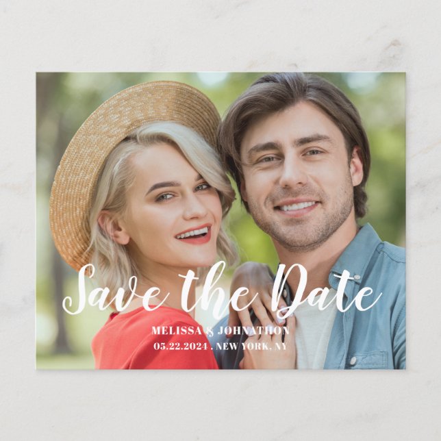 Budget-Hochzeitsfoto-Flat-Save-the-Date  Flyer (Vorne)