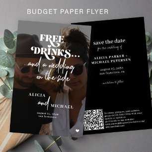 Budget Hochzeitsfoto QR Save-the-Date im lässigen  Flyer
