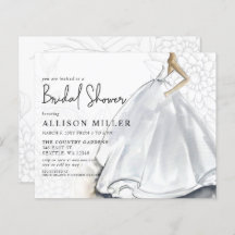 Budget Hochzeitskleid Brautdusche Einladung