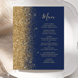 Budget-Hochzeitsmenü in Navyblau mit Goldglitter