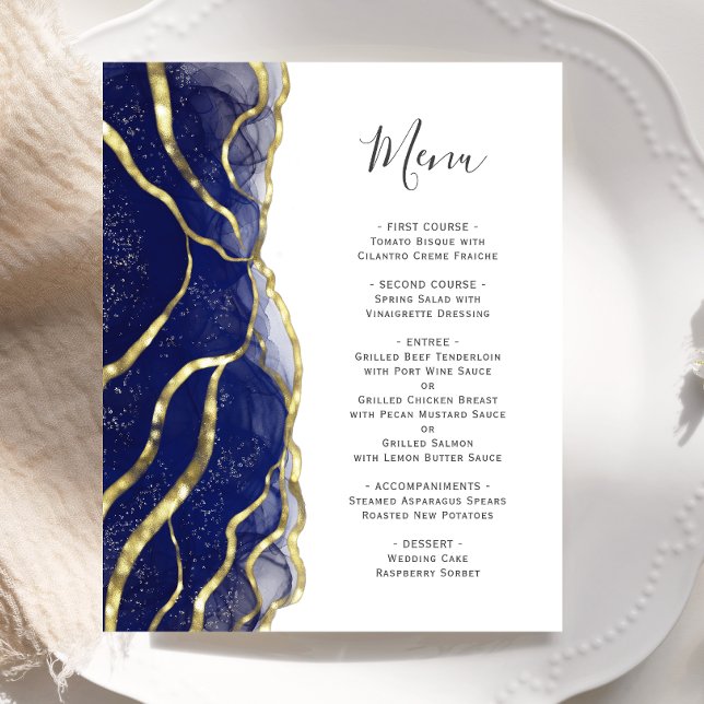 Budget Hochzeitsmenü in Navyblau mit Goldtinte (Von Creator hochgeladen)