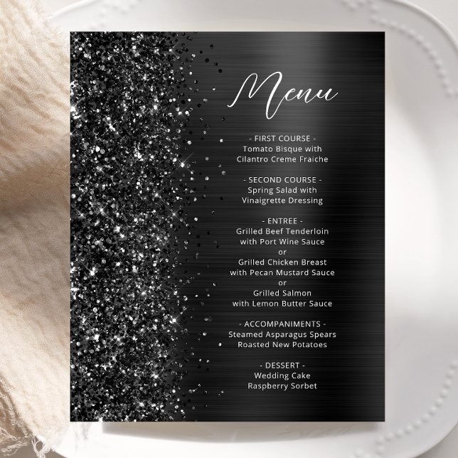 Budget Hochzeitsmenü Schwarz Glam Glitter (Von Creator hochgeladen)