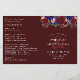 Budget Hochzeitsprogramm Burgundy Blue Rose Blume