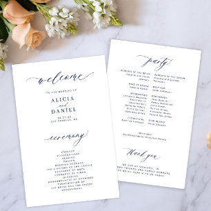 Budget-Hochzeitsprogramm in Marineblau und Weiß el