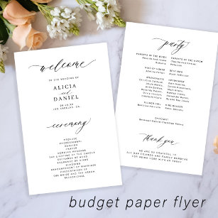 Budget Hochzeitsprogramm Schwarz-weiß elegant