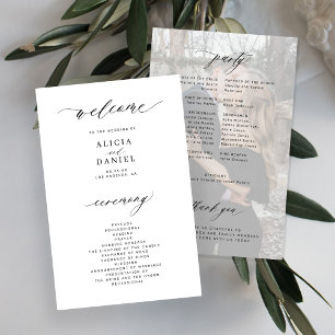 Budget-Hochzeitsprogramm weiß schwarz elegant Foto