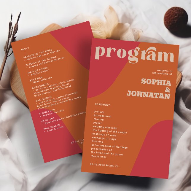 Budget-Hochzeitsprogrammvorlage im Retro-Stil (Von Creator hochgeladen)
