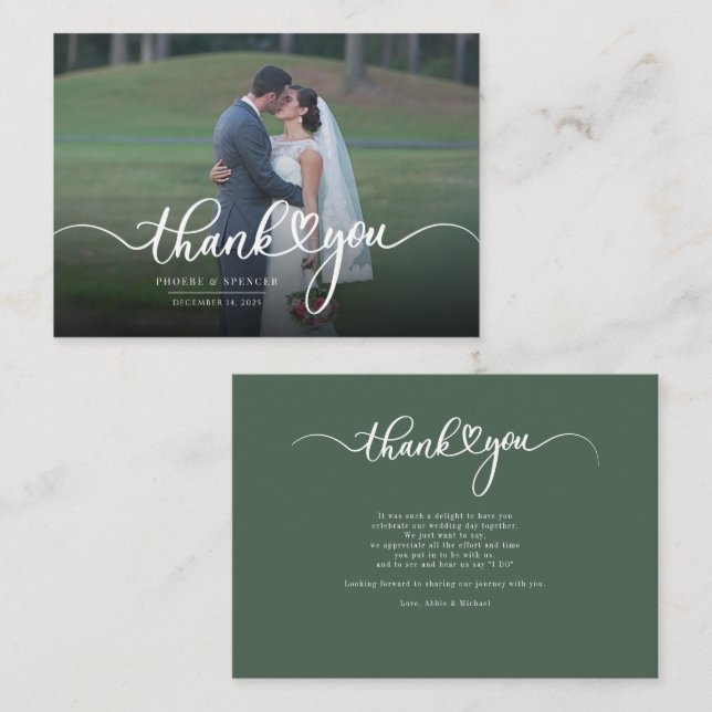 Budget Hochzeitsskript Foto Vielen Dank Mitteilungskarte (Vorne/Hinten)