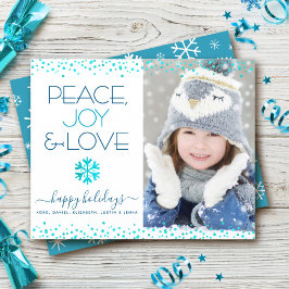 Budget Holiday Foto Turquoise Peace Joy Liebe Card