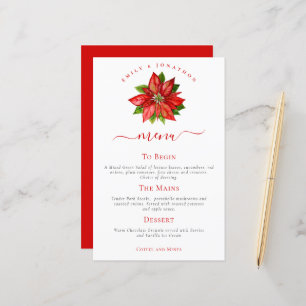 Budget Holiday Wedding Red Poinsettia Menü