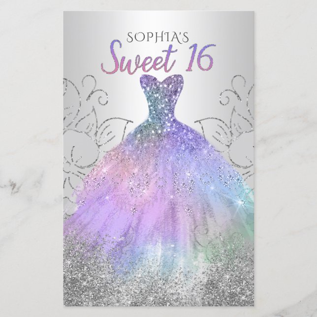 Budget Hologram Dress Sweet 16 Einladung (Vorderseite)