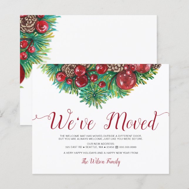Budget Holries Pine Cone Holiday Moving Card (Vorne/Hinten)