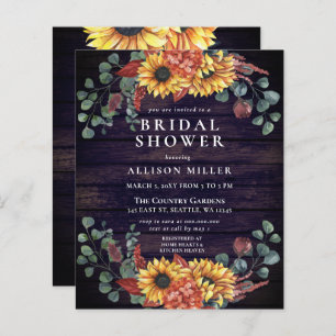 Budget Holz Sonnenblumen Brautdusche Einladung