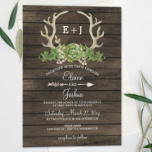 Budget Holz Sukkulente Antler Hochzeit Einladung