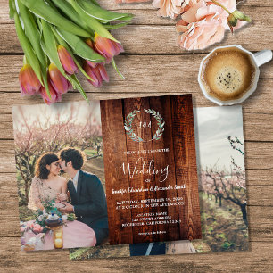 Budget-Holzscheune-Monogramm-Foto-Hochzeitseinladu Flyer