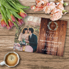 Budget-Holzscheune-Monogramm-Foto-Hochzeitseinladu Flyer