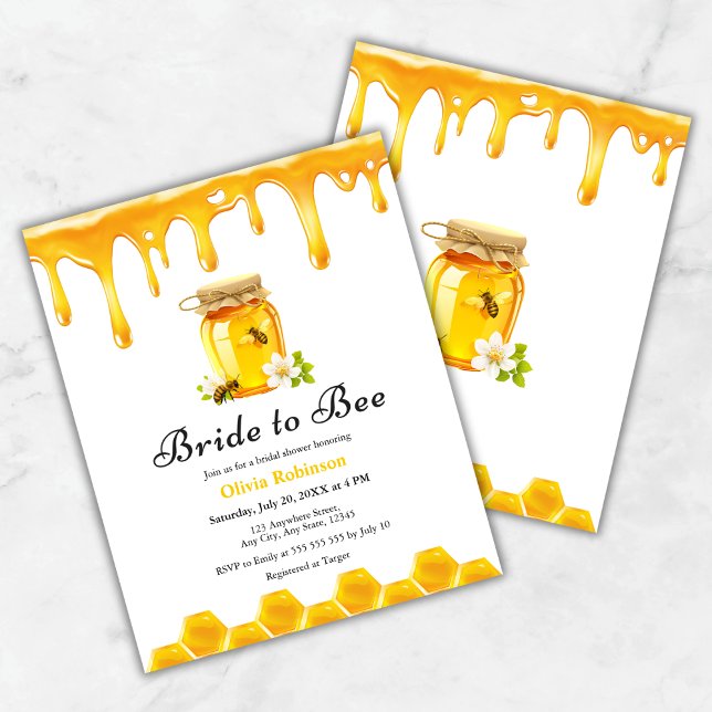 Budget Honey Brie to Bee Brautparty Einladung (Budget Yellow Honey Bride to Bee Bridal Shower Invitation )