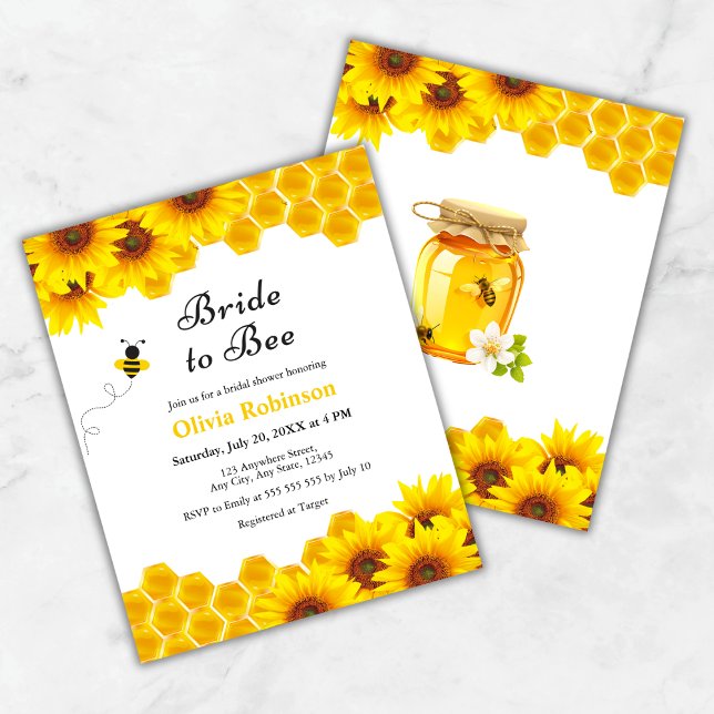Budget Honey Brie to Bee Brautparty Einladung (Budget Yellow Floral Honey Bride to Bee Bridal Shower Invitation )
