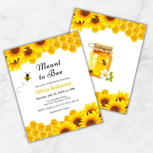 Budget Honey Meant to Bee Brautparty Einladung (Budget Yellow Floral Honey Meant to Bee Bridal Shower Invitation )