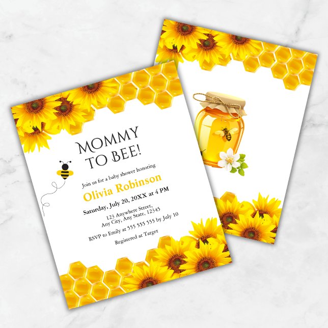 Budget Honeycomb Mommy to Bee Baby Shower Einladun (Budget Yellow Floral Honeycomb Mommy to Bee Baby Shower Invitation )