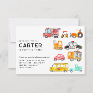 Budget Honk Beep Vroom Transportation Kind Geburts Mitteilungskarte