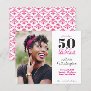 Budget Hot Pink Damast-Muster 50. Geburtstag