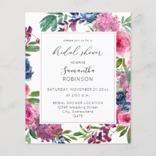 Budget Hot Pink & Navy Blau Blumen- Brautparty 2 Flyer