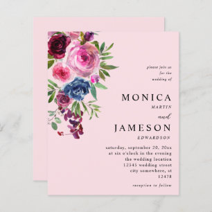 Budget Hot Pink & Navy Blue Floral Hochzeit 3 Pink