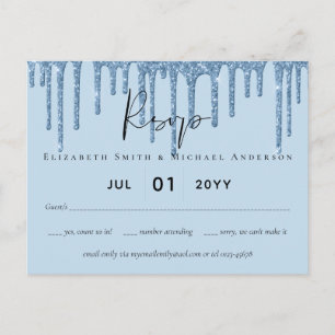 Budget Hübsch Girl BLAUE Glitzer Wedding RSVP Postkarte