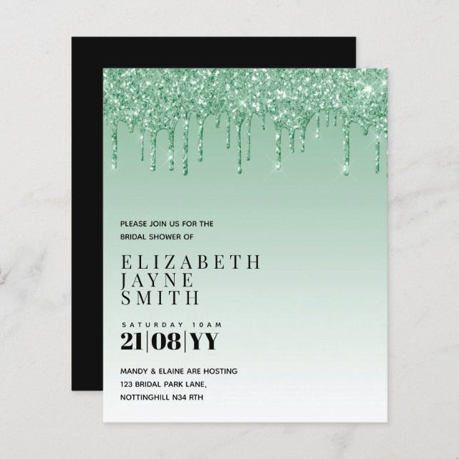 BUDGET Hübsch Girly Brautparty lädt Glitzer ein (Vorne/Hinten)