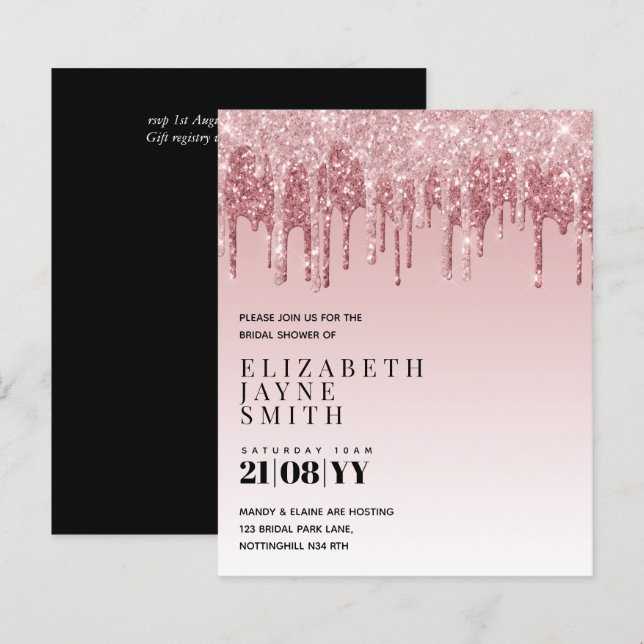 BUDGET Hübsch Girly Brautparty lädt Glitzer ein (Vorne/Hinten)