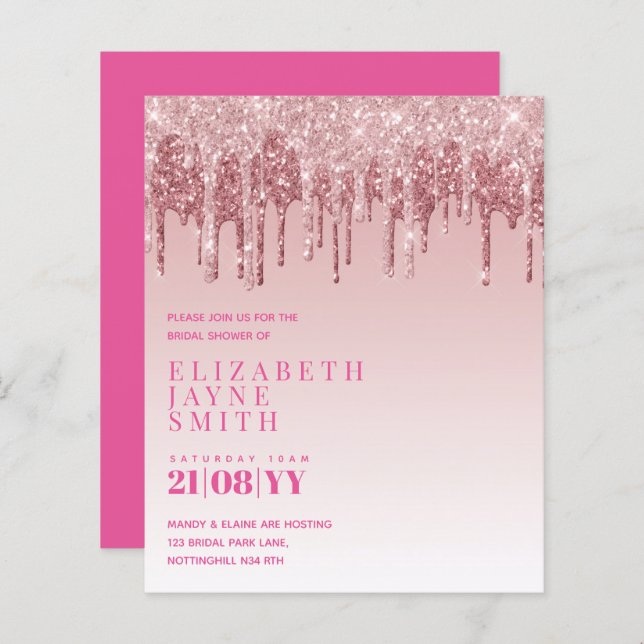 BUDGET Hübsch Girly Brautparty lädt Glitzer ein (Vorne/Hinten)