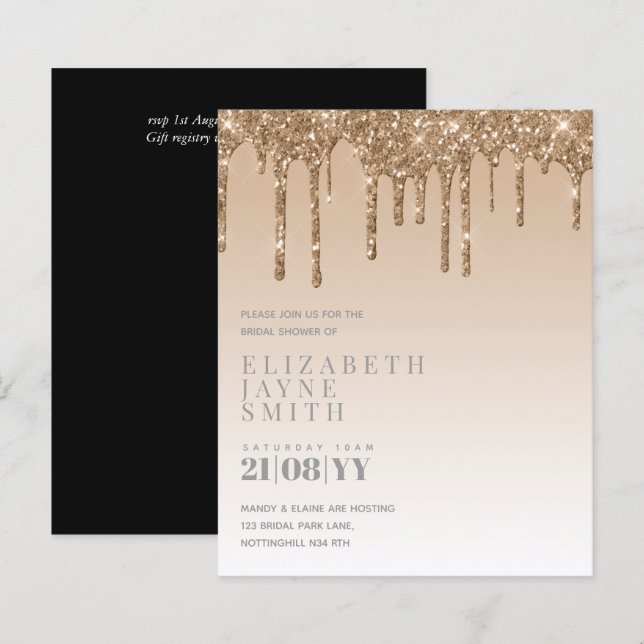 BUDGET Hübsch Girly Brautparty lädt Glitzer ein (Vorne/Hinten)