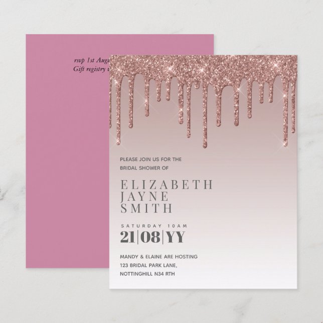 BUDGET Hübsch Girly Brautparty lädt Glitzer ein (Vorne/Hinten)