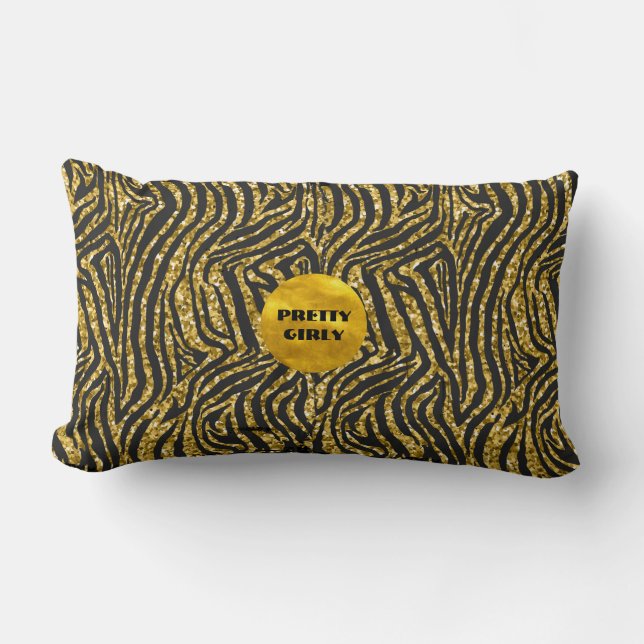 Budget Hübsch Girly Imitate Gold Glitzer Foil Glam Lendenkissen (Vorderseite)